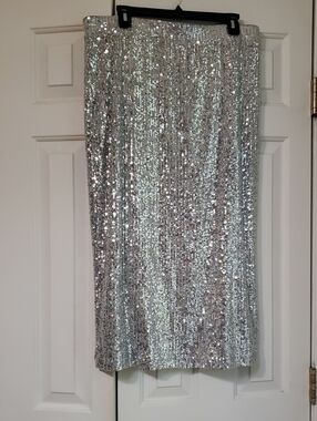 Silver Sequin Maxi Skirt - Sparkling Evening Wear